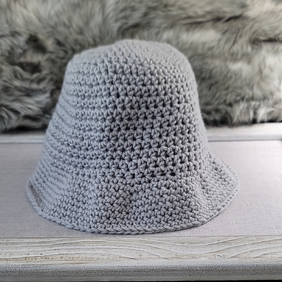 Hand made Gray Crochet Bucket Hat - Picture 5 of 9